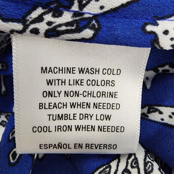 Charter Club Shirt Womens Large Giraffe Safari Print Button Blue Long Tab Sleeve - Picture 10 of 11